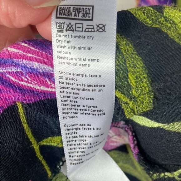 Topshop Tulip Print Tea Dress Open Back Mini Size 4 Floral Flutter Sleeve Boho - Picture 10 of 11